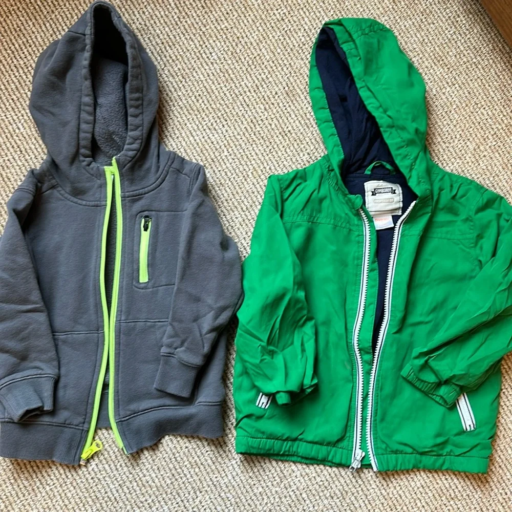 Carters/Gymboree hooded 3T full zip up jacket and hoodie - grey and green